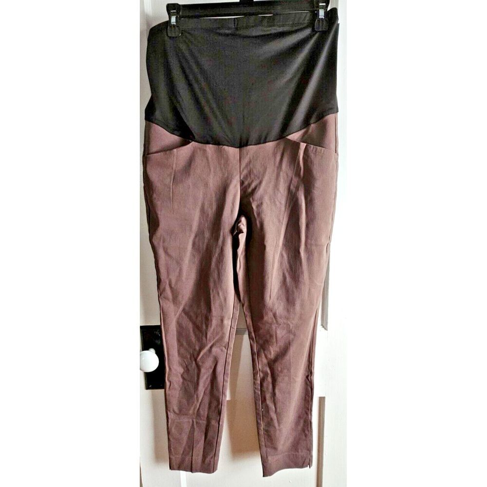 NWT‎ maurices maternity women medium short pull on skinny pants brown black